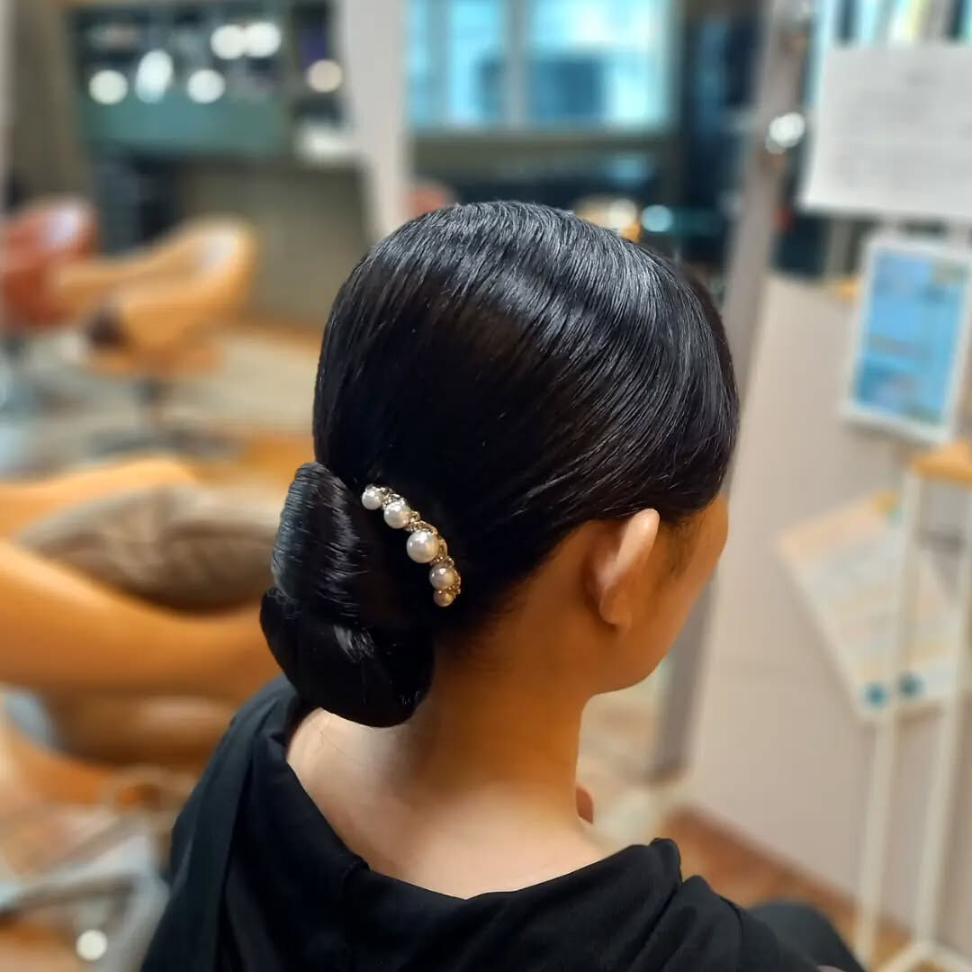 和装ヘアタイトシニヨン⁡